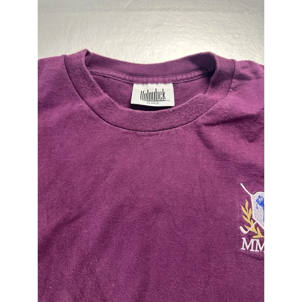 VTG Golf Crest T Shirt‎ Mens XL Purple Holoubek MMLO Embroidered Made USA  Tee